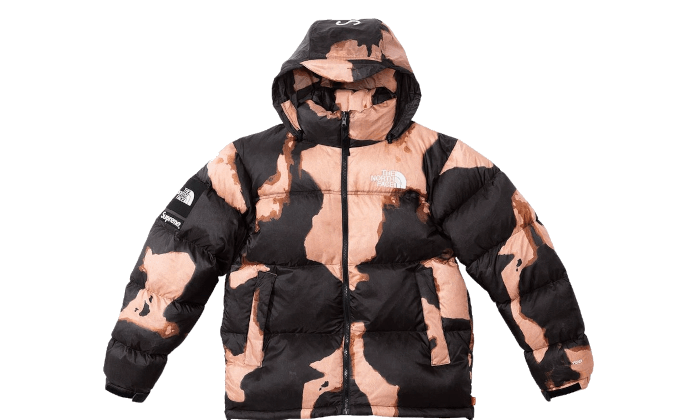 Supreme The North Face Bleached Denim Print Fleece Jacket Black