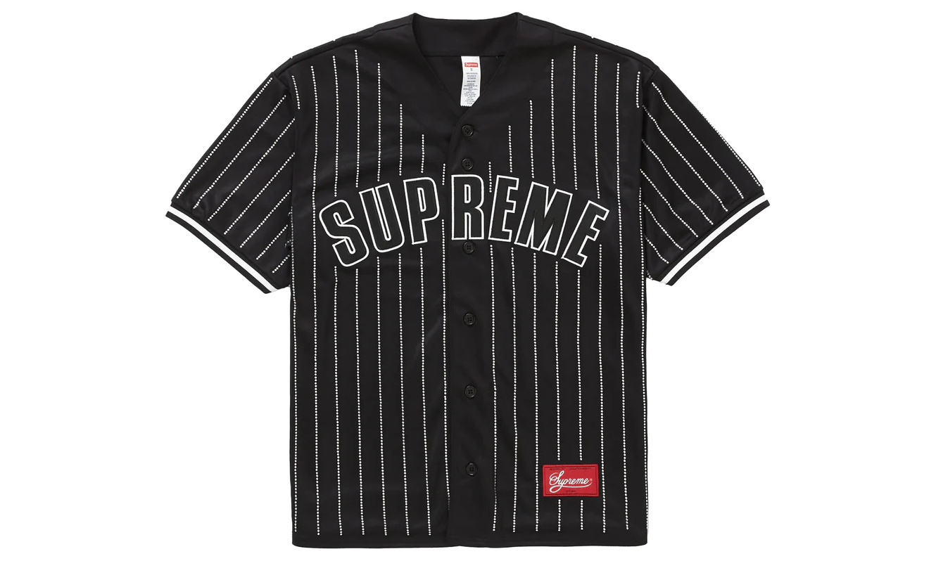 supreme baseball jersey black