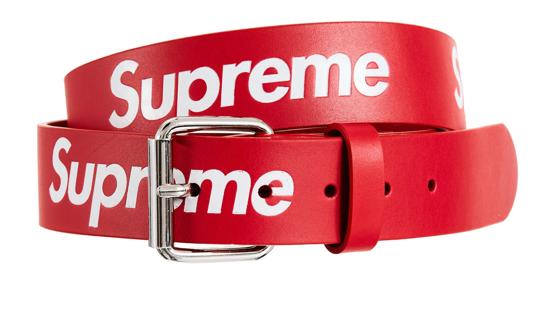 Supreme Repeat Leather Belt Red – Izicop