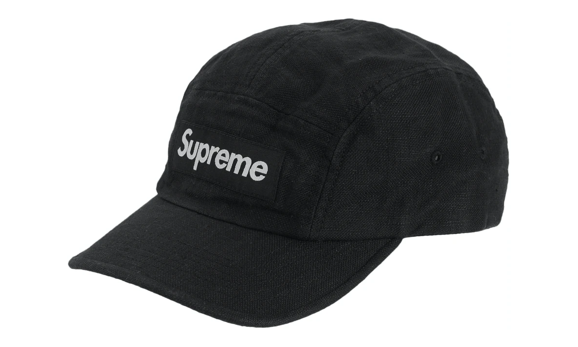 Supreme Linen Fitted Camp Cap Black
