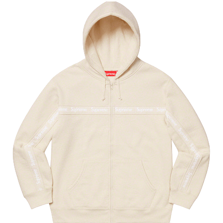 Supreme Text Stripe Zip Up Hooded Sweatshirt - N/A