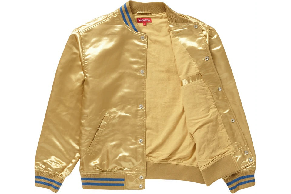 Supreme Thrasher Satin Varsity Jacket Gold – Izicop