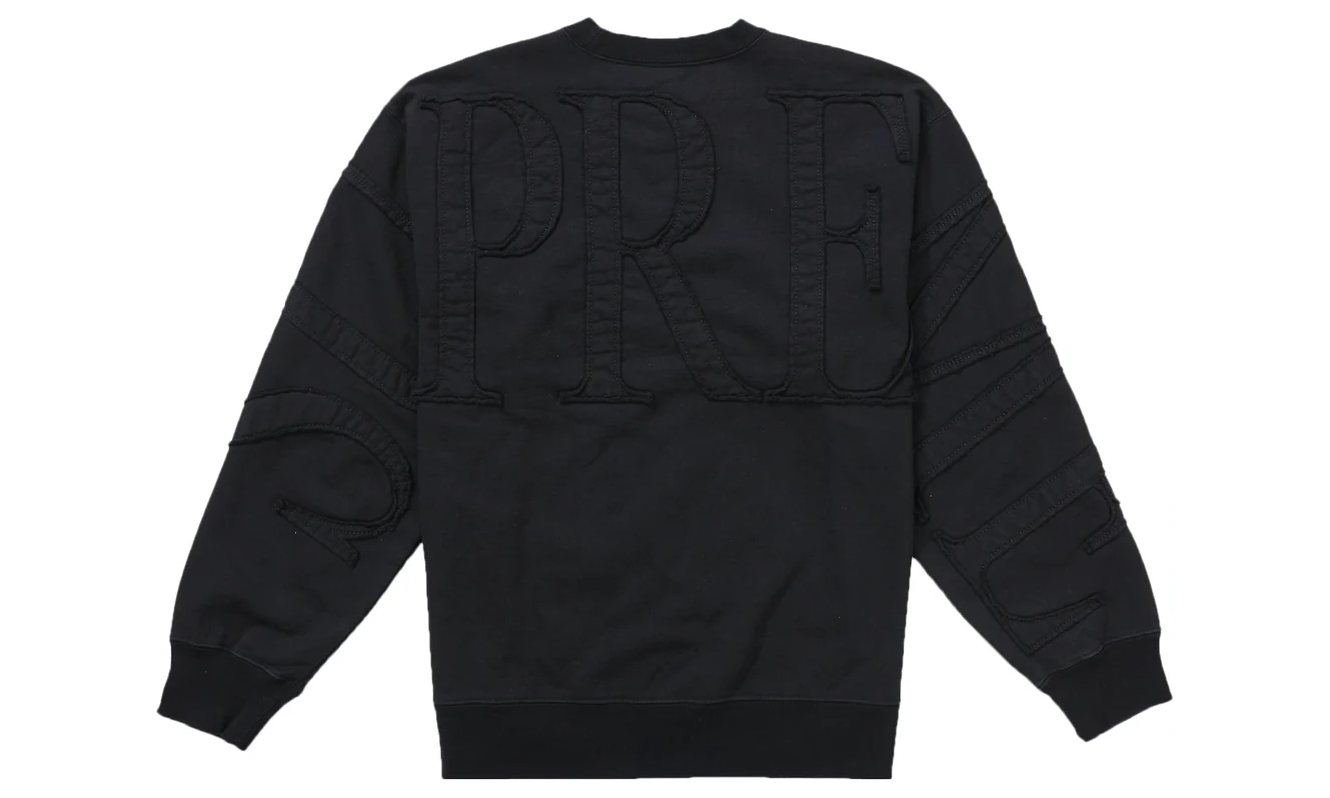 Supreme Tonal Applique Crewneck Black