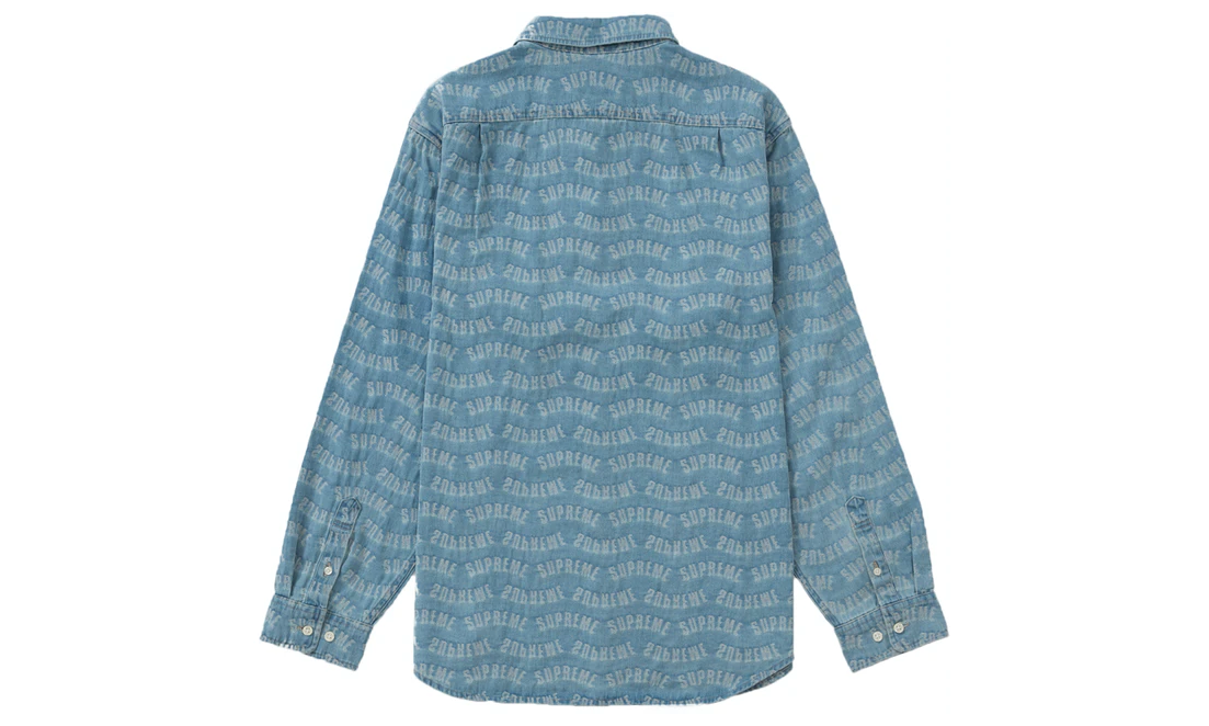 Supreme Arc Jacquard Denim Shirt Blue