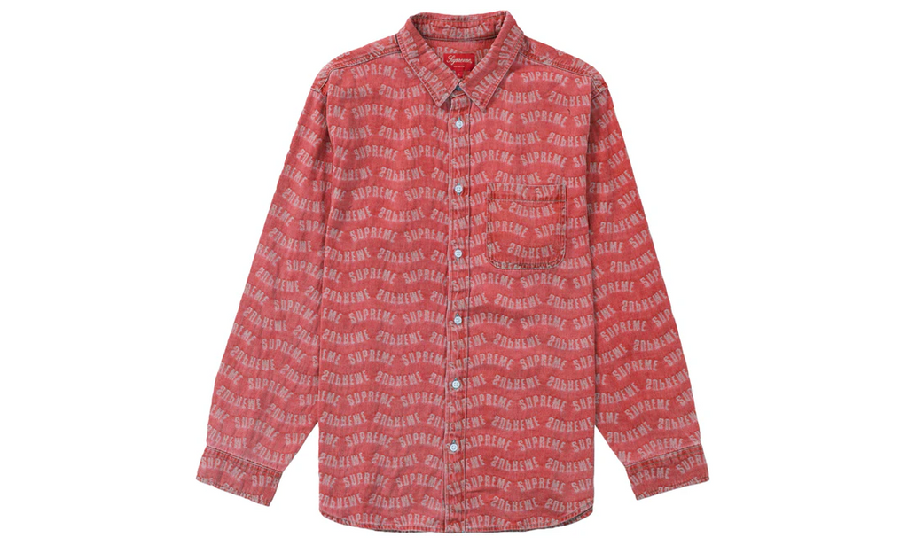 Supreme Arc Jacquard Denim Shirt Red – Izicop