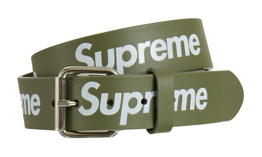 Supreme Repeat Leather Belt Olive L/XL-